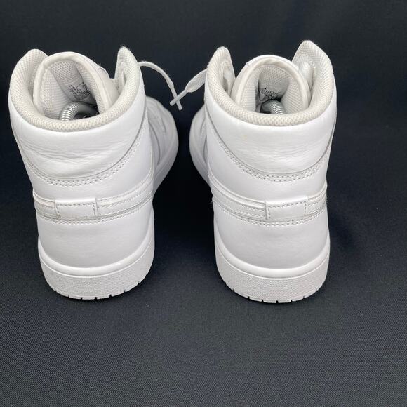 Nike Air Jordan 1 Mid Triple White Men Size 9.5 Leather Sneaker